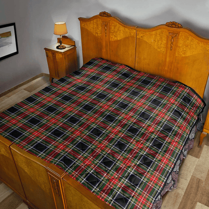 Stewart Black Tartan Plaid Quilt