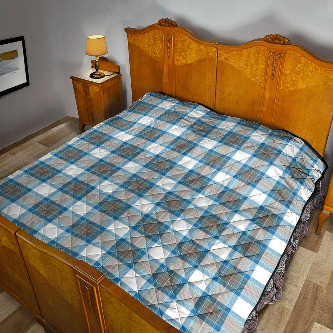 Stewart Muted Blue Tartan Plaid Quilt