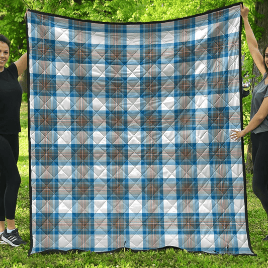 Stewart Muted Blue Tartan Plaid Quilt