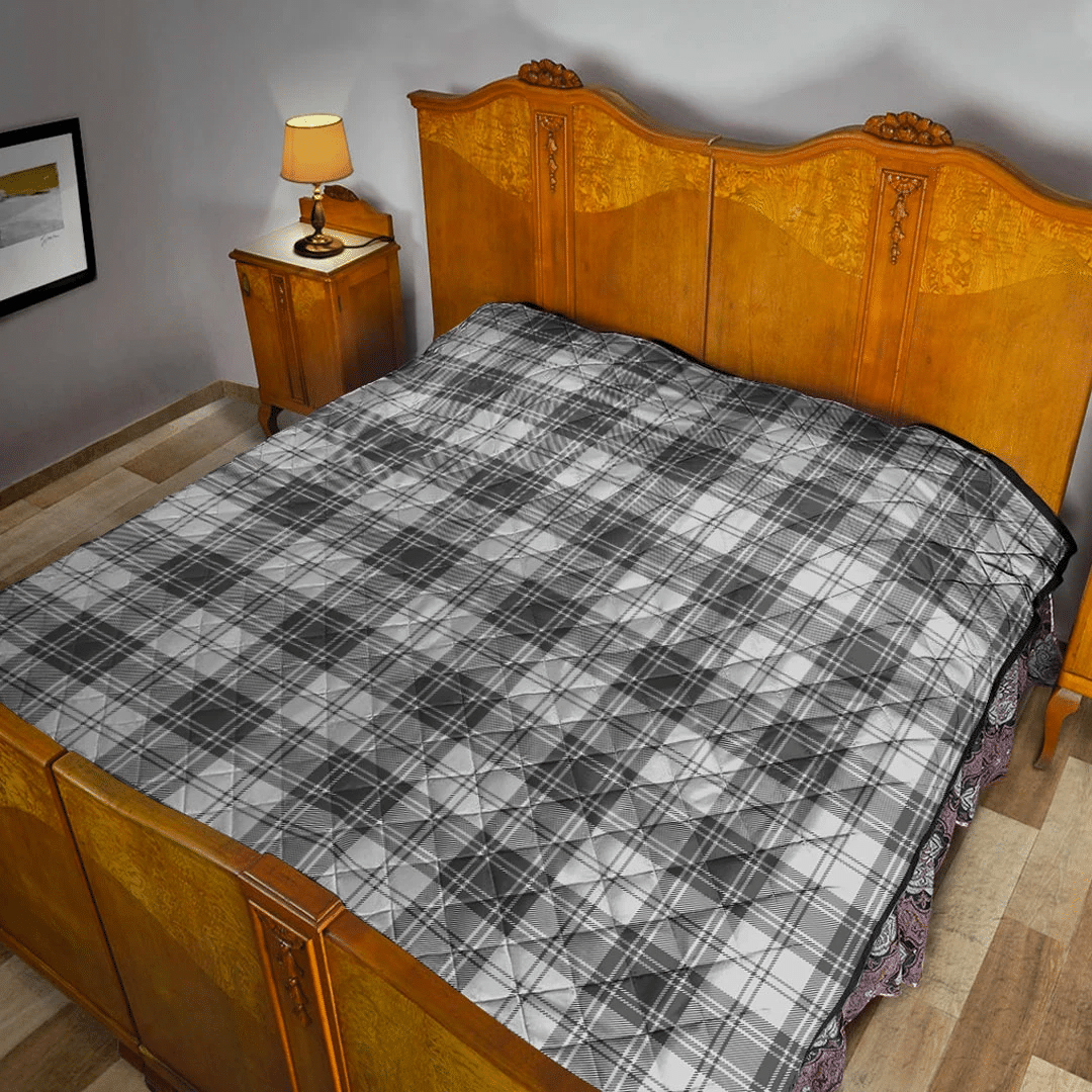 Douglas Grey Modern Tartan Plaid Quilt