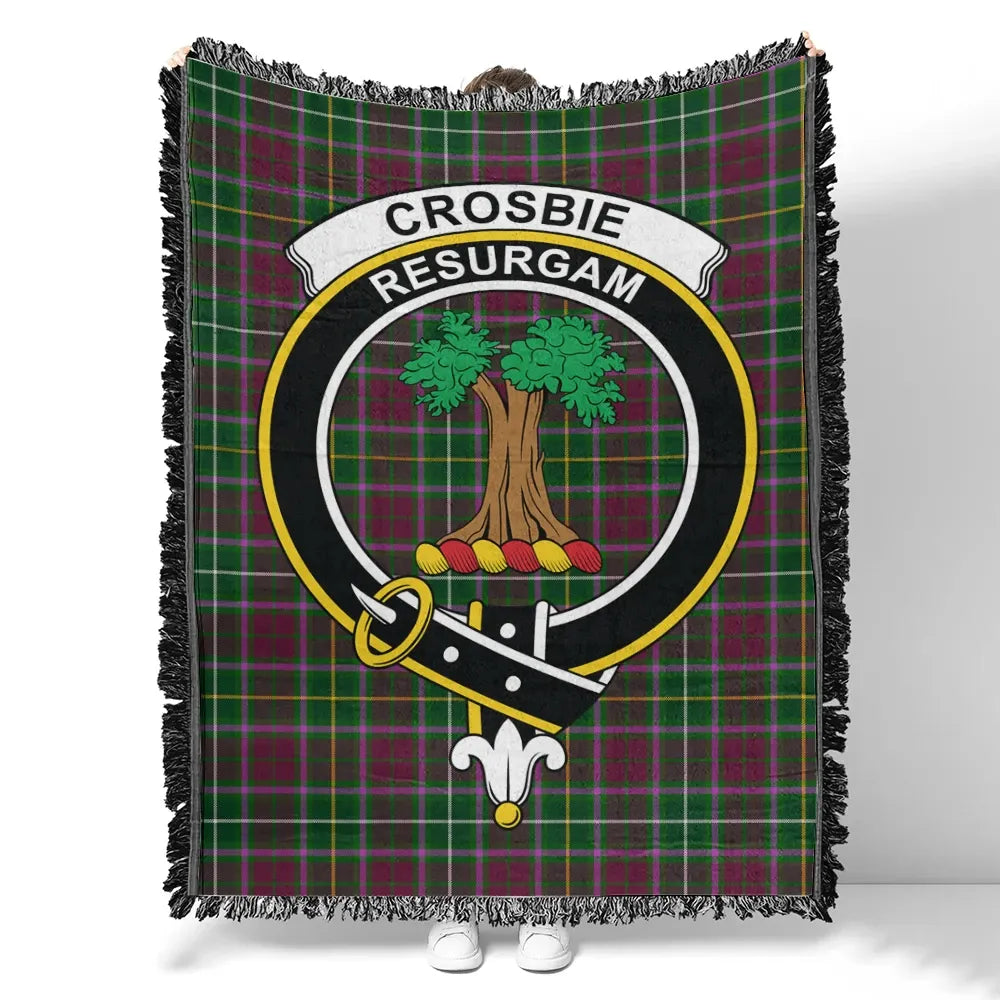 Scottish Tartan Crosbie Clan Woven Blanket Crest Style