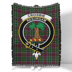 Scottish Tartan Crosbie Clan Woven Blanket Crest Style