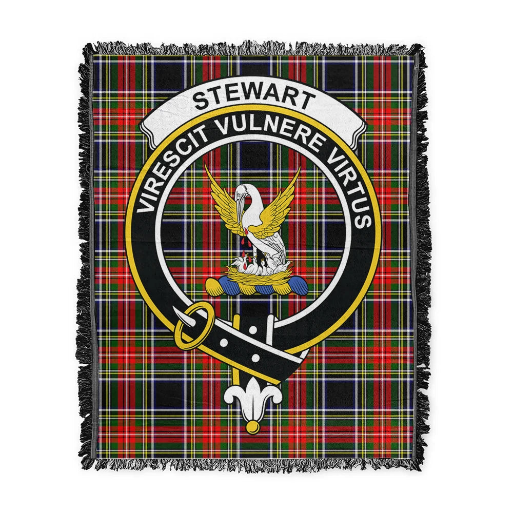 Scottish Tartan Stewart Black Clan Woven Blanket Crest Style