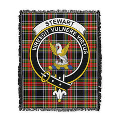 Scottish Tartan Stewart Black Clan Woven Blanket Crest Style