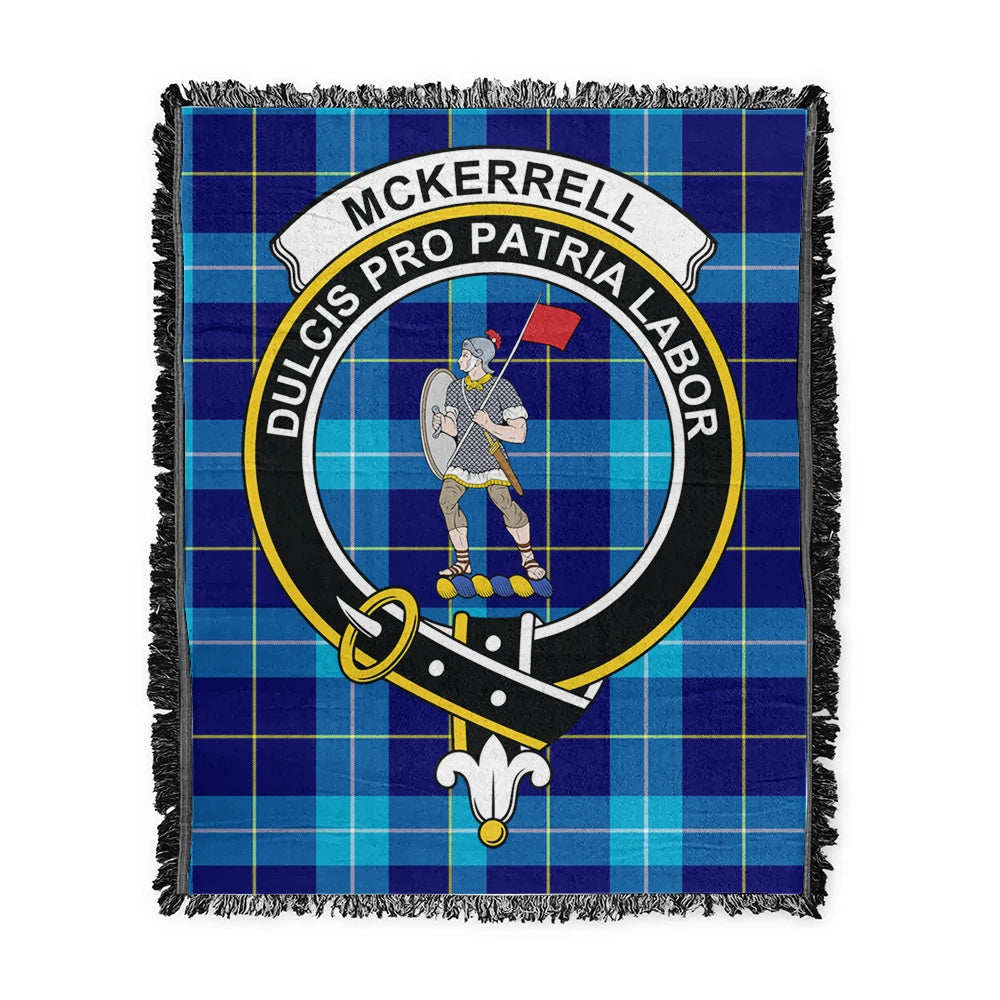 Scottish Tartan McKerrell Clan Woven Blanket Crest Style