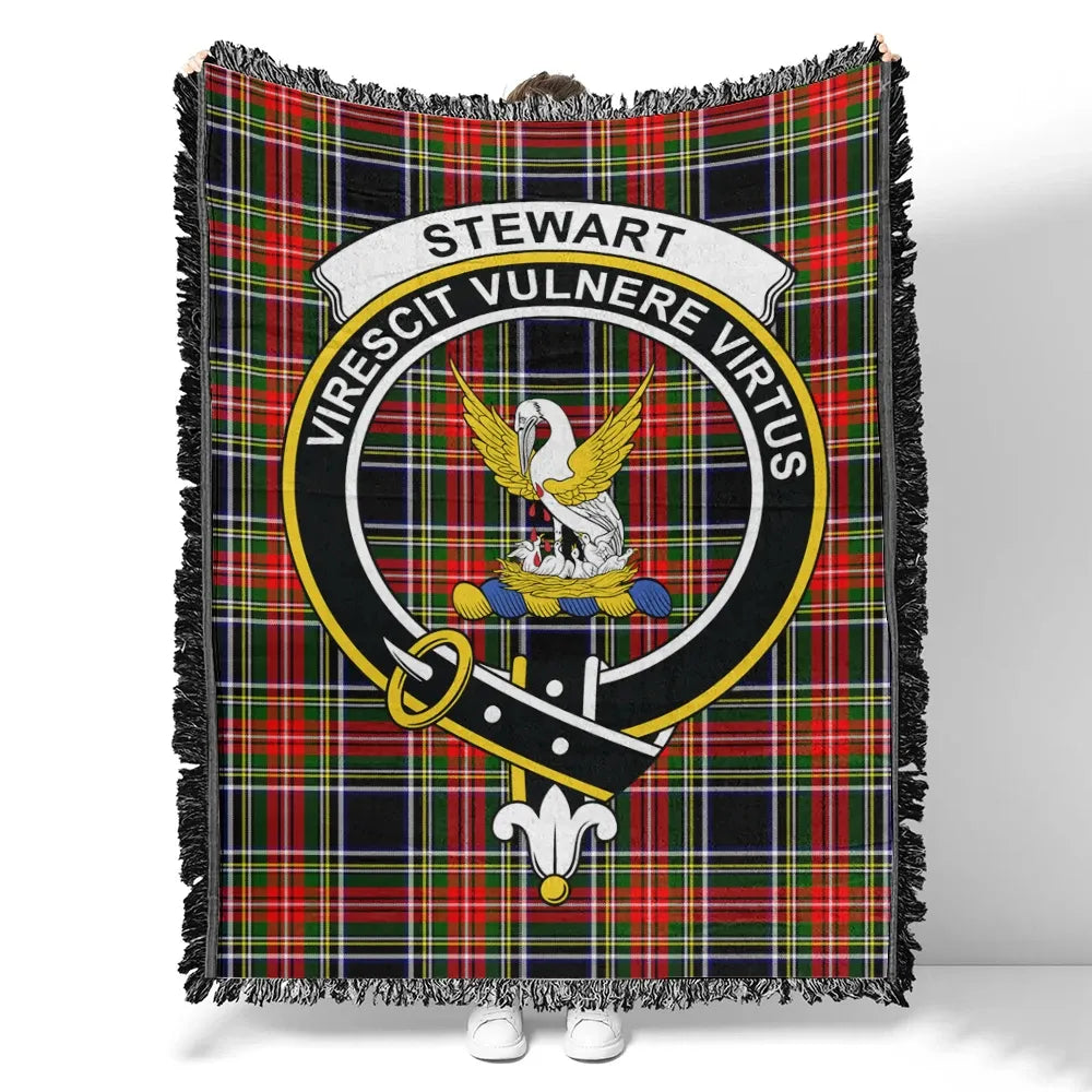 Scottish Tartan Stewart Black Clan Woven Blanket Crest Style