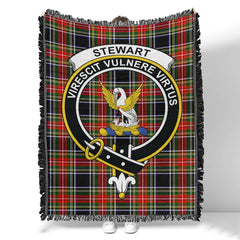 Scottish Tartan Stewart Black Clan Woven Blanket Crest Style