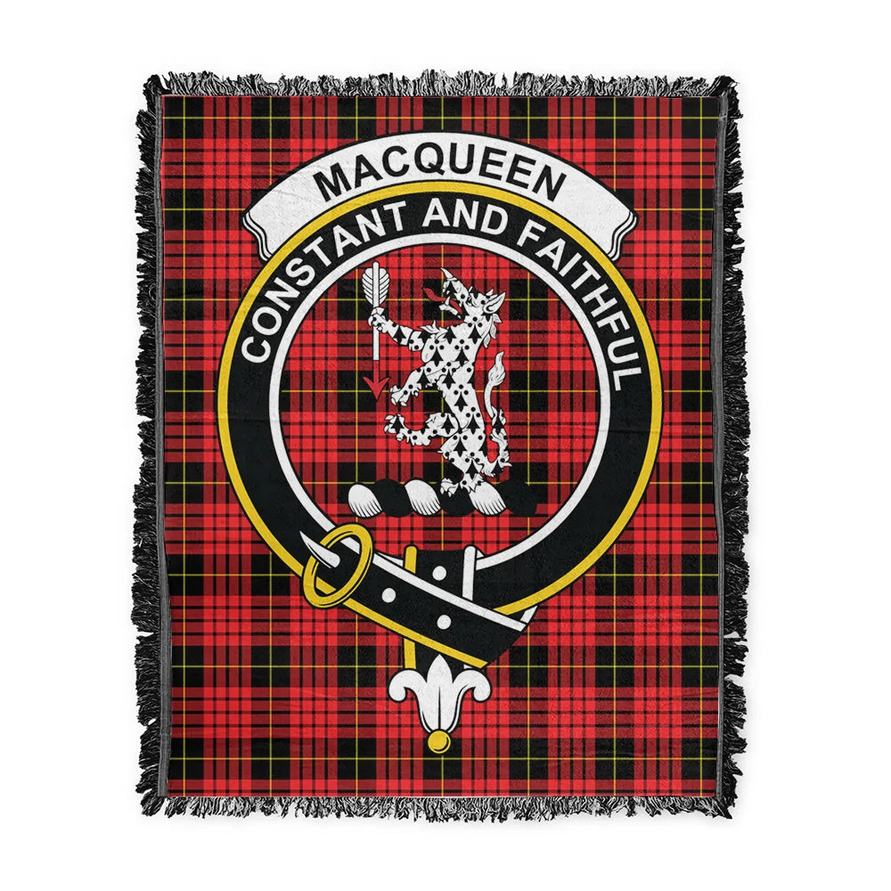 Scottish Tartan MacQueen Modern Clan Woven Blanket Crest Style