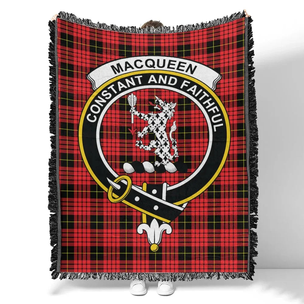 Scottish Tartan MacQueen Modern Clan Woven Blanket Crest Style