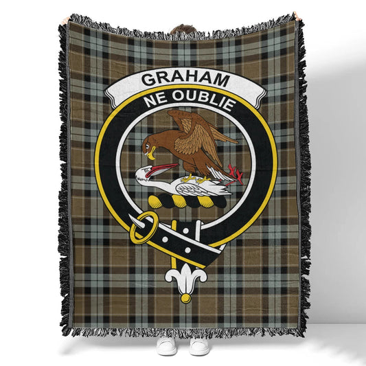 Scottish Tartan Graham of Menteith Weathered Clan Woven Blanket Crest Style