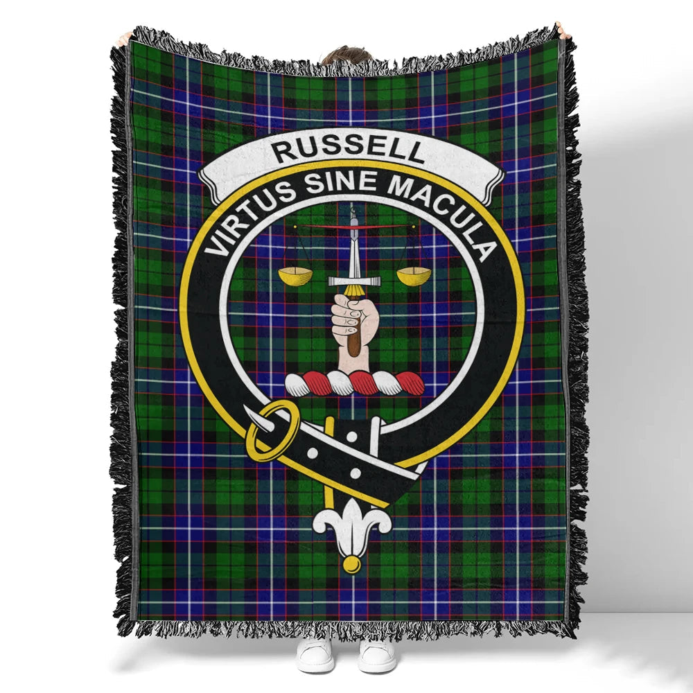 Scottish Tartan Russell Modern Clan Woven Blanket Crest Style