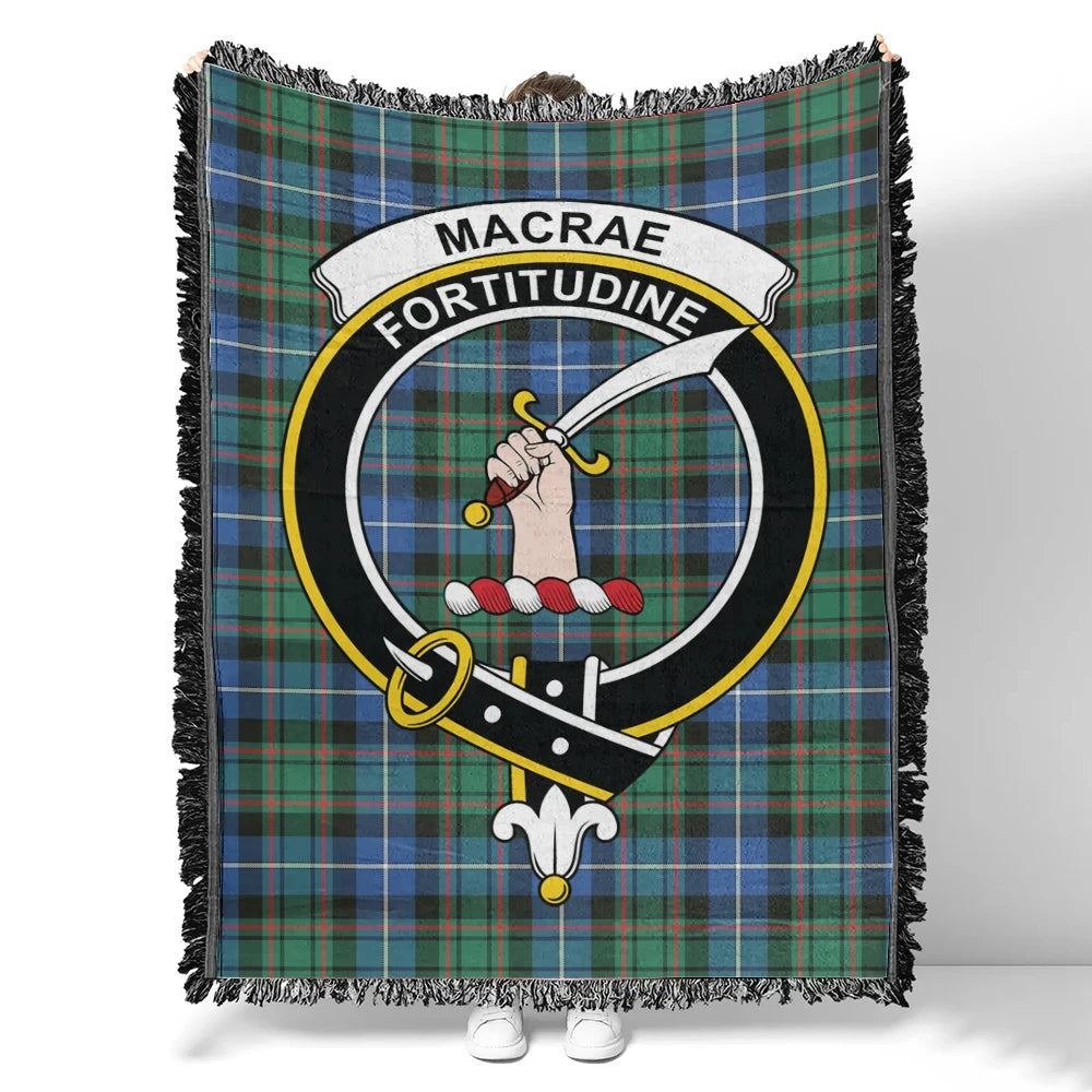 Scottish Tartan MacRae Hunting Ancient Clan Woven Blanket Crest Style