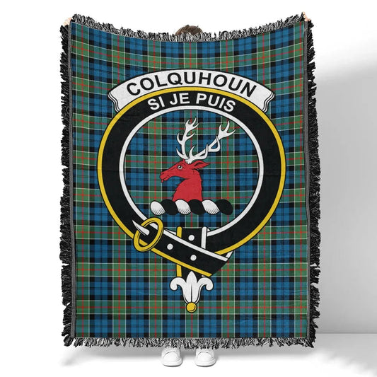 Scottish Tartan Colquhoun Ancient Clan Woven Blanket Crest Style