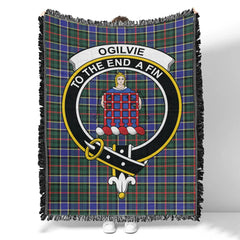 Scottish Tartan Ogilvie of Airlie Ancient Clan Woven Blanket Crest Style