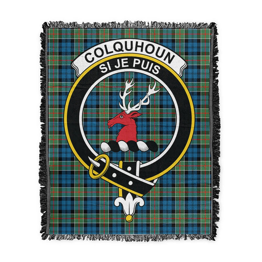 Scottish Tartan Colquhoun Ancient Clan Woven Blanket Crest Style