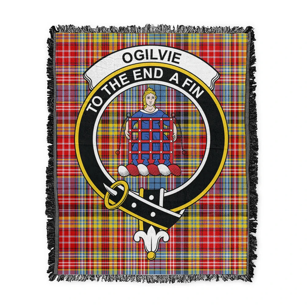 Scottish Tartan Ogilvie Clan Woven Blanket Crest Style