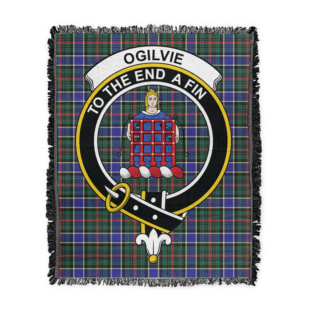 Scottish Tartan Ogilvie of Airlie Ancient Clan Woven Blanket Crest Style