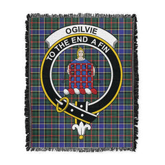 Scottish Tartan Ogilvie of Airlie Ancient Clan Woven Blanket Crest Style