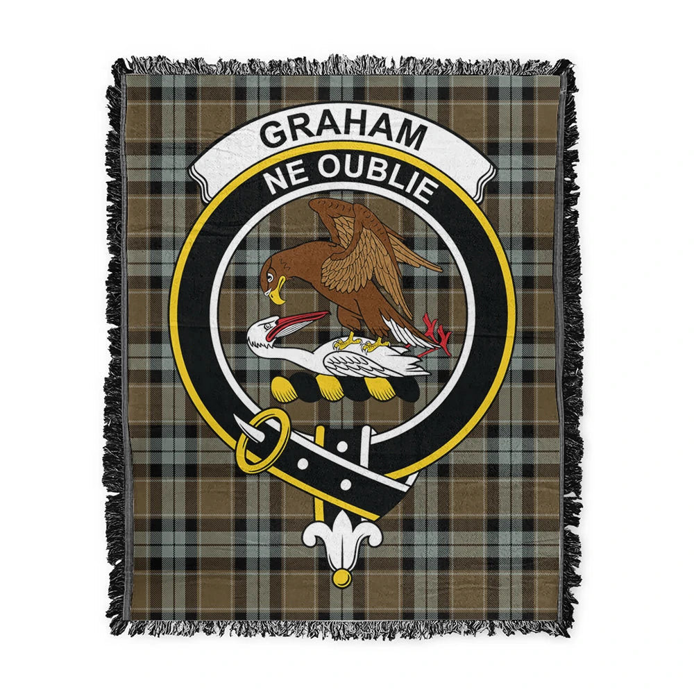 Scottish Tartan Graham of Menteith Weathered Clan Woven Blanket Crest Style