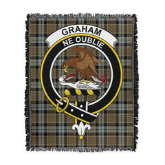 Scottish Tartan Graham of Menteith Weathered Clan Woven Blanket Crest Style