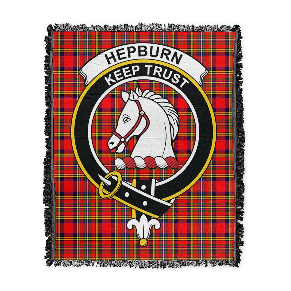 Scottish Tartan Hepburn Clan Woven Blanket Crest Style