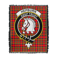 Scottish Tartan Hepburn Clan Woven Blanket Crest Style