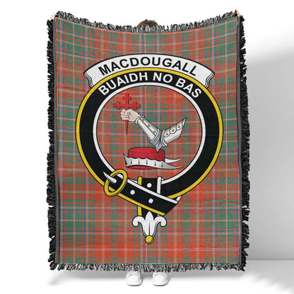 Scottish Tartan MacDougall Ancient Clan Woven Blanket Crest Style