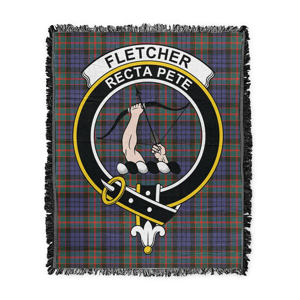 Scottish Tartan Fletcher of Dunans Clan Woven Blanket Crest Style