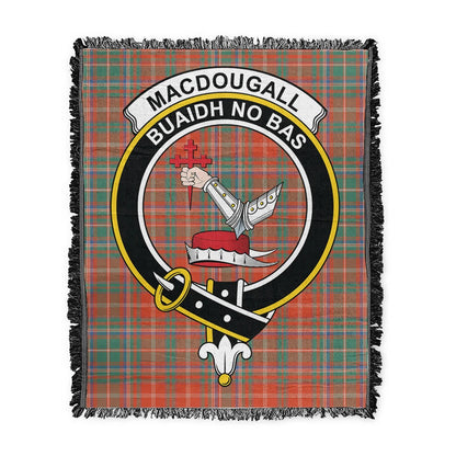 Scottish Tartan MacDougall Ancient Clan Woven Blanket Crest Style