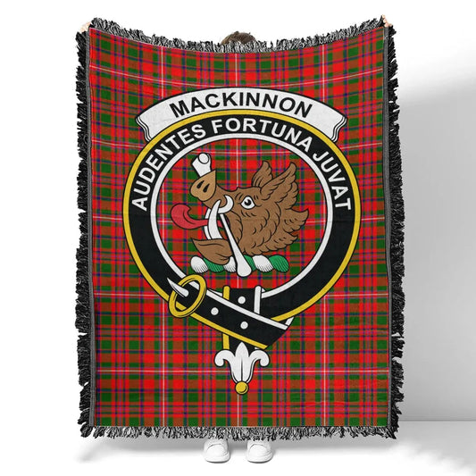 Scottish Tartan MacKinnon Modern Clan Woven Blanket Crest Style