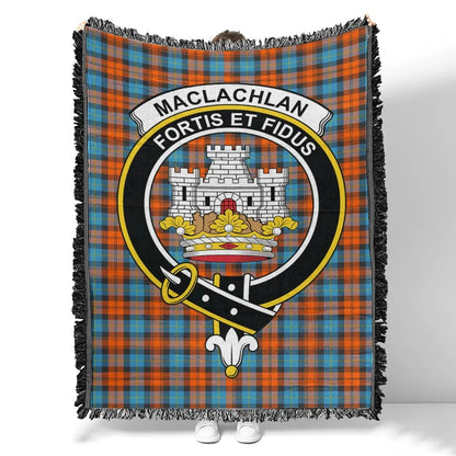 Scottish Tartan MacLachlan Ancient Clan Woven Blanket Crest Style