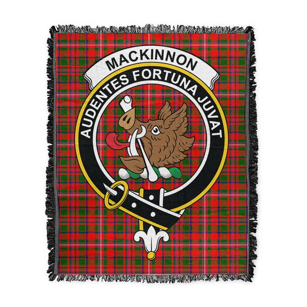 Scottish Tartan MacKinnon Modern Clan Woven Blanket Crest Style