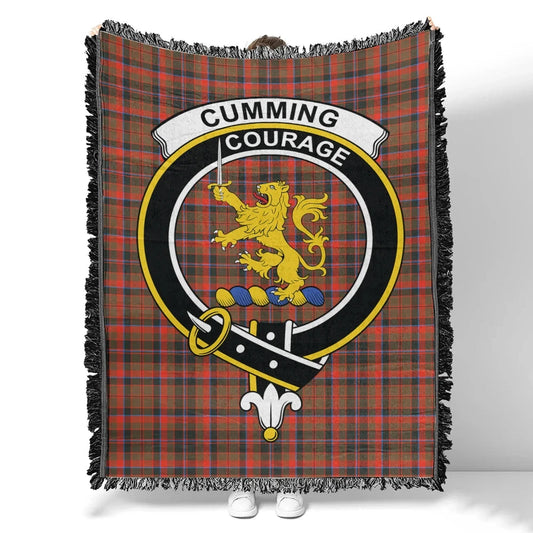 Scottish Tartan Cumming Hunting Weathered Clan Woven Blanket Crest Style