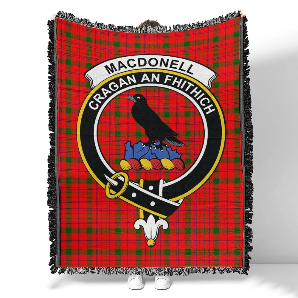 Scottish Tartan MacDonnell of Keppoch Modern Clan Woven Blanket Crest Style