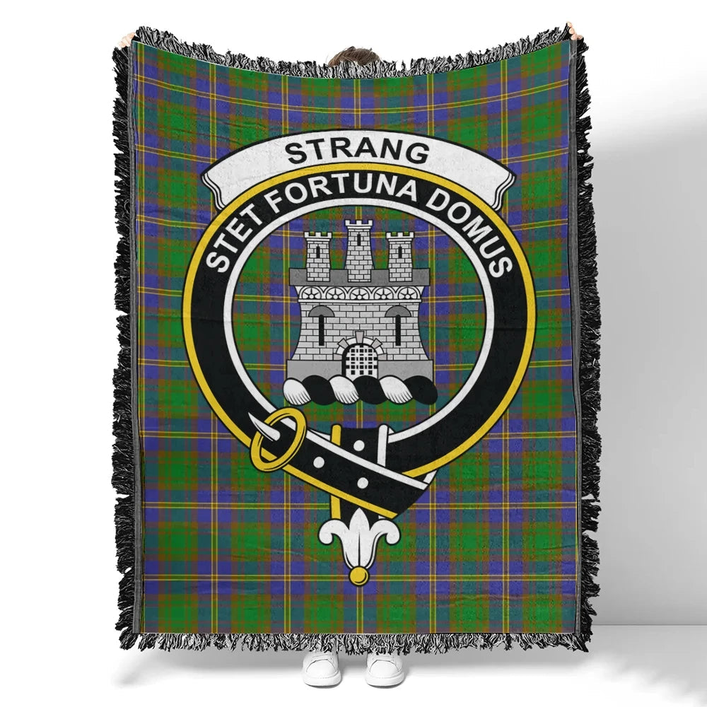 Scottish Tartan Strange of Balkaskie Clan Woven Blanket Crest Style