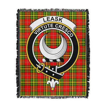 Scottish Tartan Leask Clan Woven Blanket Crest Style