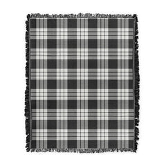 Scottish Tartan MacFarlane Black & White Clan Woven Blanket Plaid Style