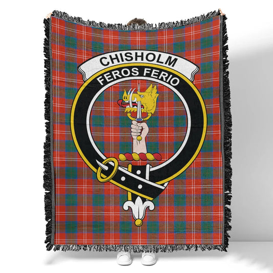 Scottish Tartan Chisholm Ancient Clan Woven Blanket Crest Style