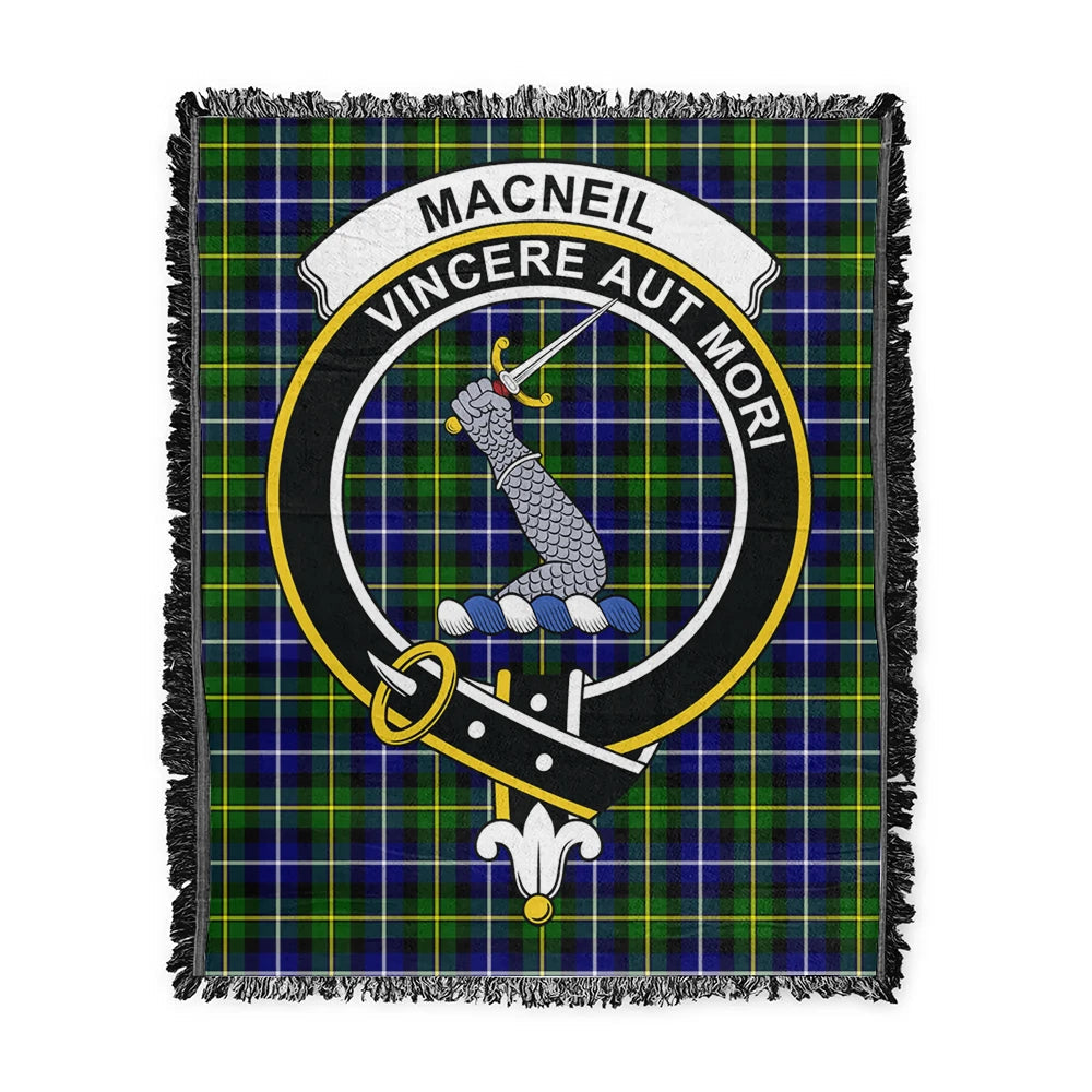 Scottish Tartan MacNeill of Barra Modern Clan Woven Blanket Crest Style