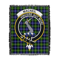 Scottish Tartan MacNeill of Barra Modern Clan Woven Blanket Crest Style
