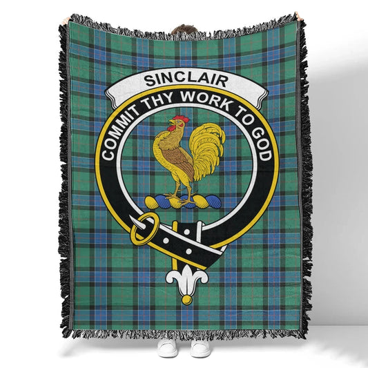 Scottish Tartan Sinclair Hunting Ancient Clan Woven Blanket Crest Style