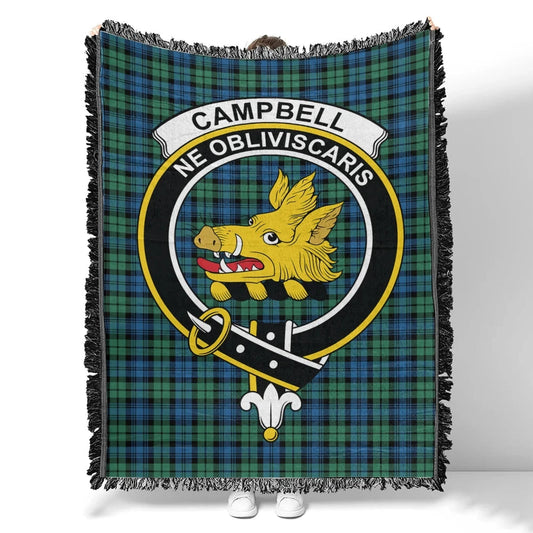 Scottish Tartan Campbell Ancient 02 Clan Woven Blanket Crest Style