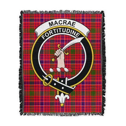 Scottish Tartan MacRae Modern Clan Woven Blanket Crest Style