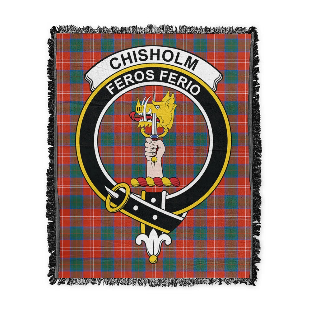 Scottish Tartan Chisholm Ancient Clan Woven Blanket Crest Style