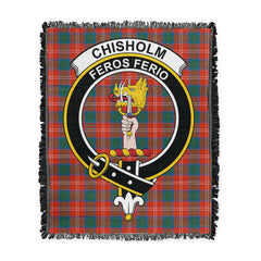 Scottish Tartan Chisholm Ancient Clan Woven Blanket Crest Style