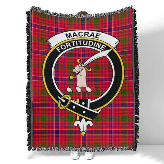 Scottish Tartan MacRae Modern Clan Woven Blanket Crest Style