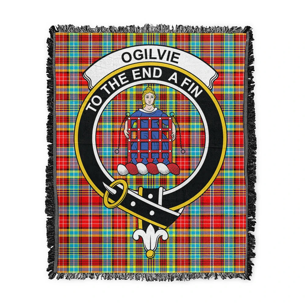 Scottish Tartan Ogilvie Hunting Ancient Clan Woven Blanket Crest Style