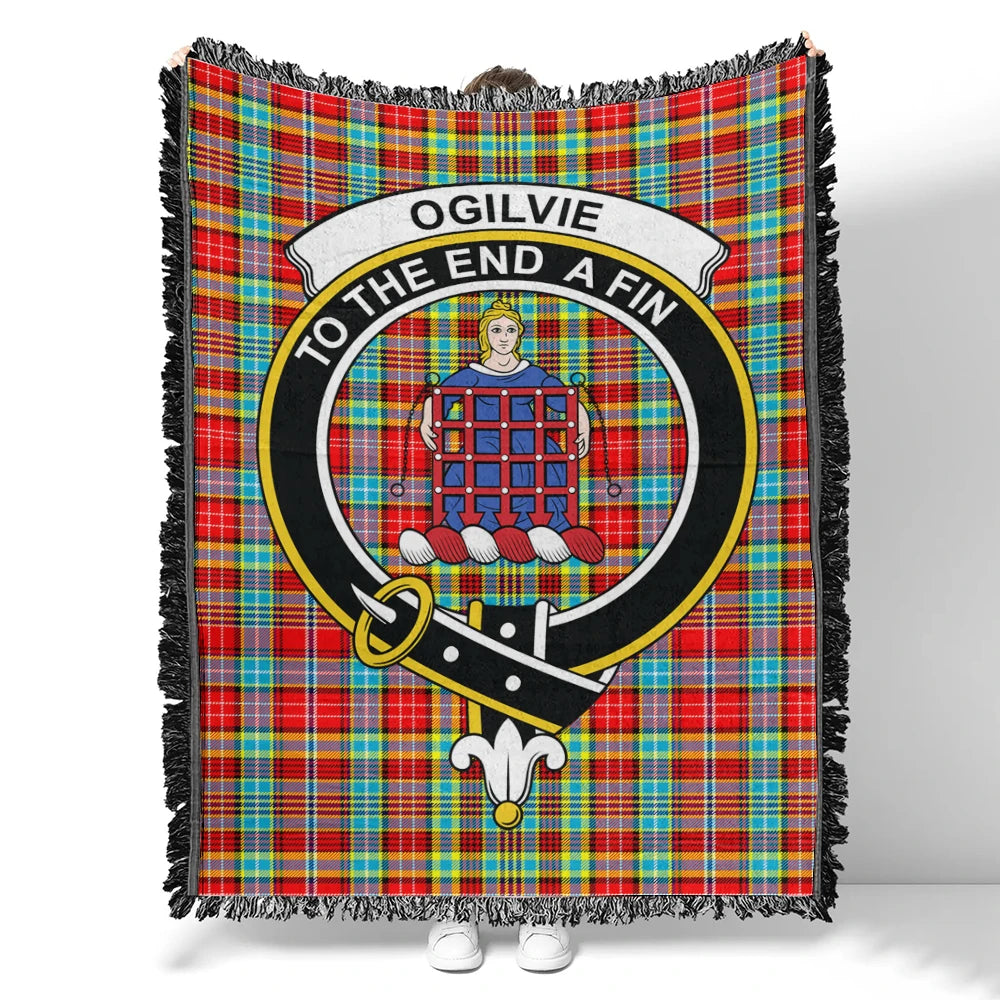 Scottish Tartan Ogilvie Hunting Ancient Clan Woven Blanket Crest Style