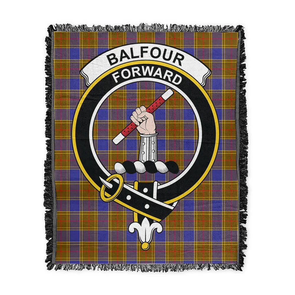 Scottish Tartan Balfour Modern Clan Woven Blanket Crest Style