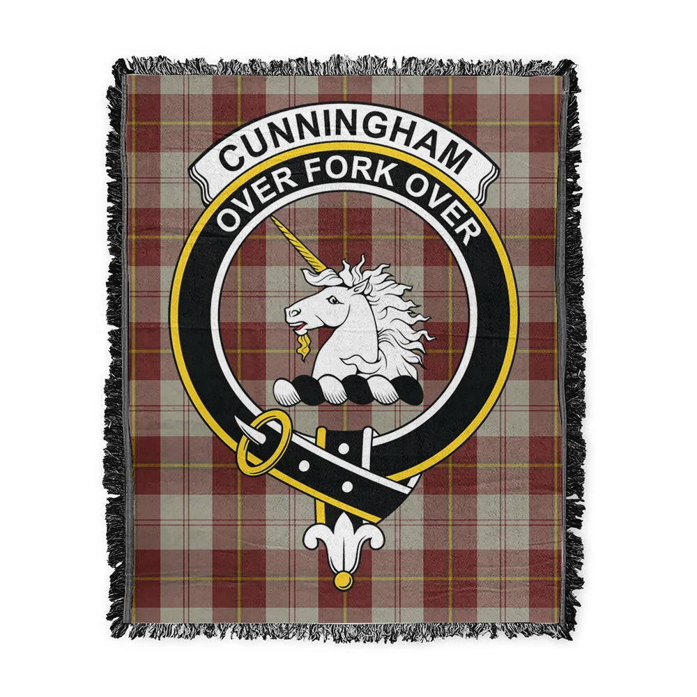 Scottish Tartan Cunningham Burgundy Dancers Clan Woven Blanket Crest Style